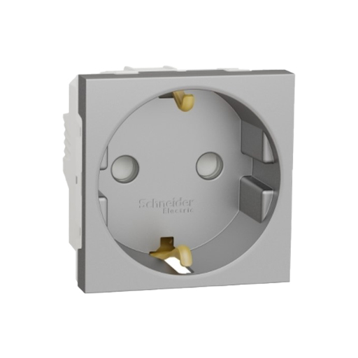 Schneider, Shoko socket with cover 16 amp, New Unica, Aluminum