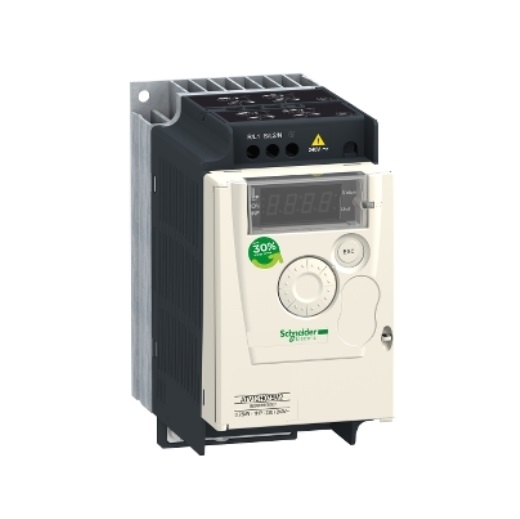 شنايدر, التيفار ATV12 درايف مغير سرعات, 0.55 ك.وات/0.75 حصان, 3.5 امبير, 200-240 فولت متردد, تبريد هوائي